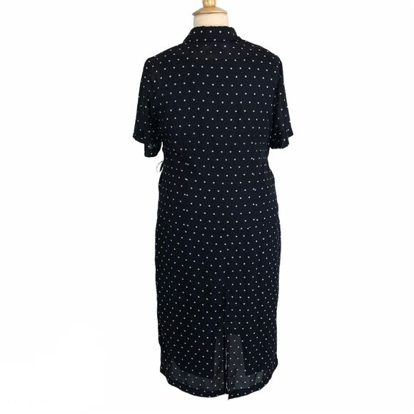 K & Company Career Chiffon Jacket Dress Lined Polka Dot Short Sleeves Boat Neck - Picture 2 of 12